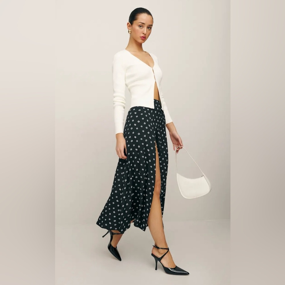 Reformation Zoe Side-Slit Midi Skirt